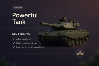 3D Illustration of a Powerful Tank with Key Features