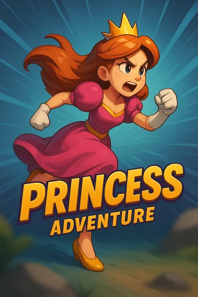 Dynamic Princess Adventure Illustration with Bold Title
