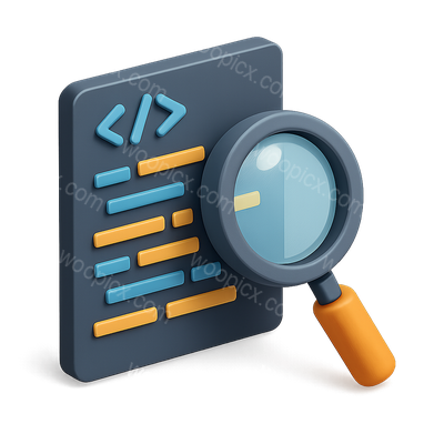 3D Code Magnifier Icon with Isometric Design