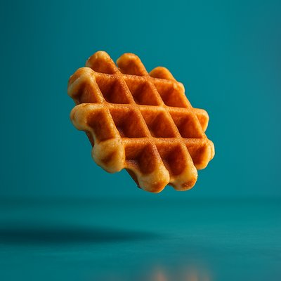 Dynamic Floating Waffle with Vibrant Background