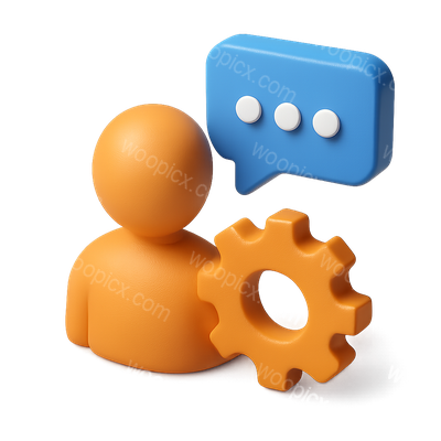 3D Icon of Person with Gear and Speech Bubble