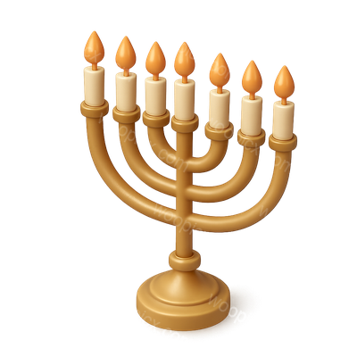 3D Menorah Icon with Isometric Design