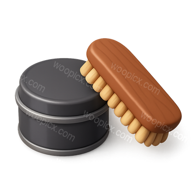 Stylish 3D Shoe Polish Can and Brush Icon