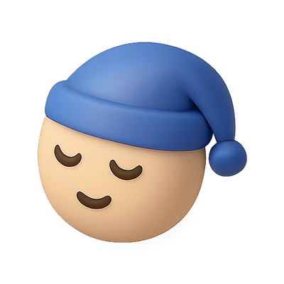 3D Emoji of a Sleeping Face in a Blue Nightcap