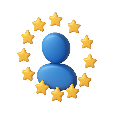 User Icon Surrounded by Golden Stars