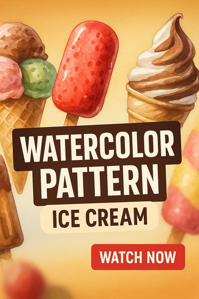 Colorful Watercolor Ice Cream Pattern Graphic