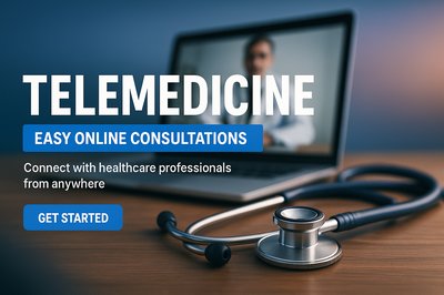 Telemedicine Promotion Banner for Online Consultations