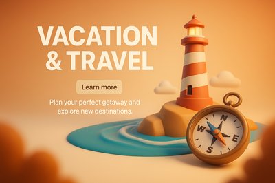 3D Vacation and Travel Promotion Graphic