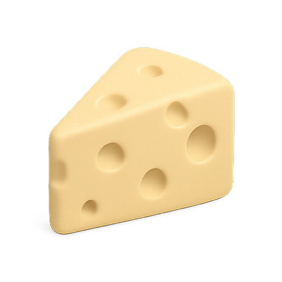 Realistic 3D Cheese Illustration with Holes