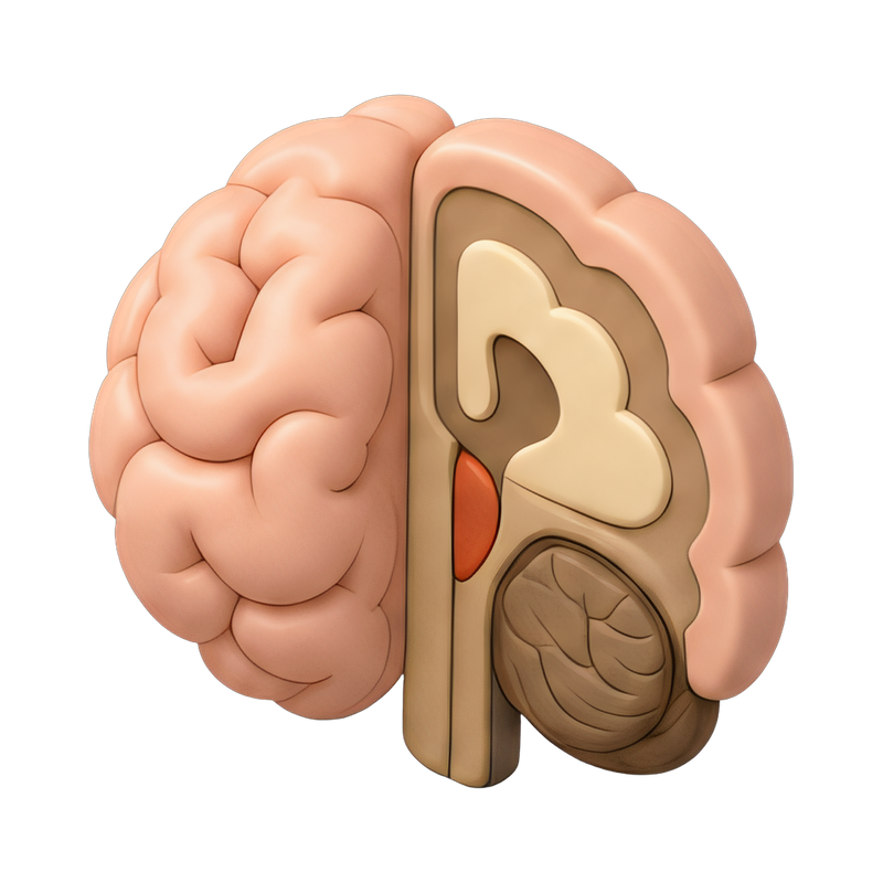 half brain model on display