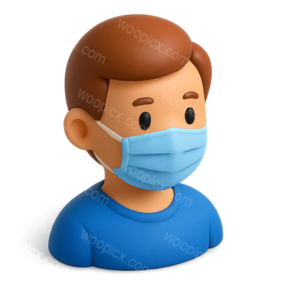 3D Icon of Person Wearing Face Mask in Volumetric Style