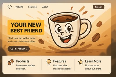Engaging Coffee Cup Mascot Logo Design for Branding