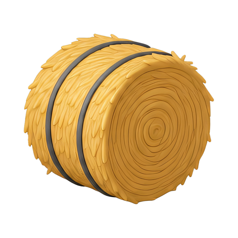 round hay bale in field