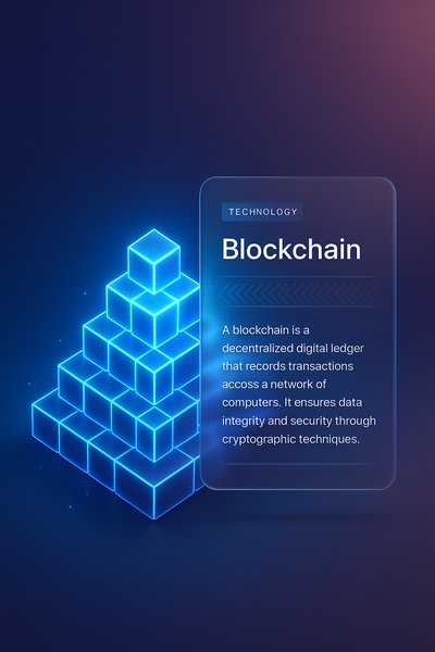 Glowing Blockchain Pyramid 3D Illustration