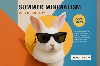 Trendy White Rabbit in Sunglasses Against Colorful Background