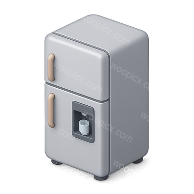 Stylish 3D Refrigerator Icon with Water Dispenser