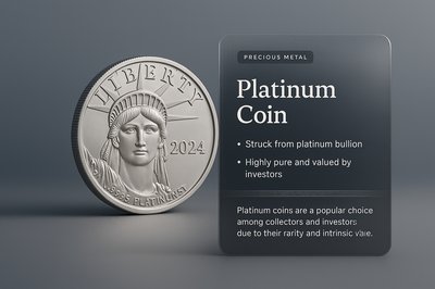 Stunning 3D Platinum Coin Illustration with Informative Overlay