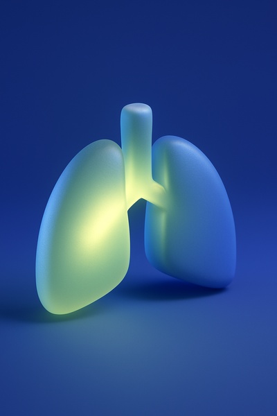 Realistic 3D Lungs Icon with Glowing Effects