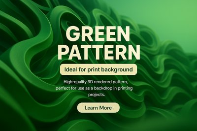 3D Rendered Green Pattern Background for Print Projects