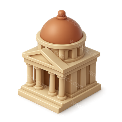 Stylized 3D Senate Icon with Dome and Columns