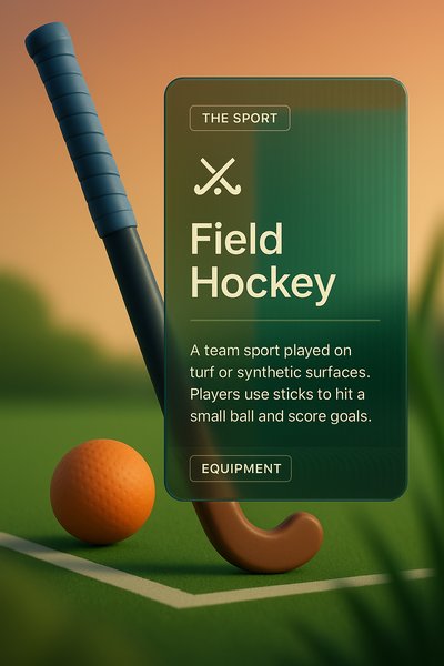 3D Illustration of Field Hockey Equipment with Design Elements