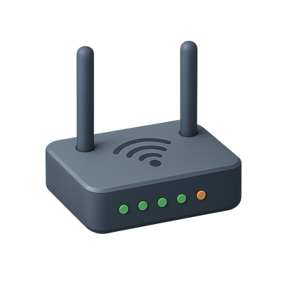 Stylized 3D Router Icon with Volumetric Design