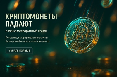 Crypto Coins Fall Like Meteor Showers in Hyperrealistic Scene