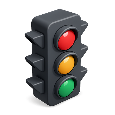 3D Traffic Light Icon in Volumetric Style