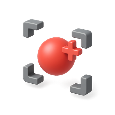 3D Recording Indicator Icon with Brackets and Plus Symbol