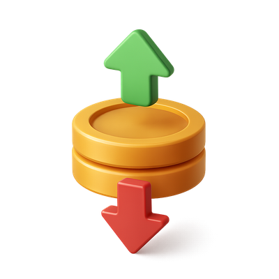 3D Coin Stack with Arrows for Financial Growth