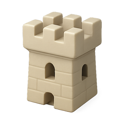 Stylized Castle Tower Toy in Neutral Color