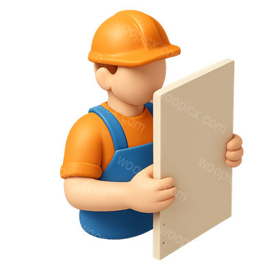3D Icon of a Drywall Installer Holding Sheets