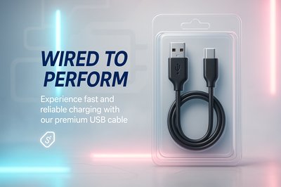 Product Packaging Mockup for USB Cable