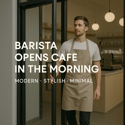 Morning Routine of a Barista Opening a Modern Cafe