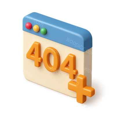 3D Error Icon Representing Page Not Found (404) in Isometric View