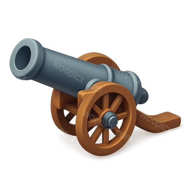 3D Isometric Cannon Icon on Transparent Background