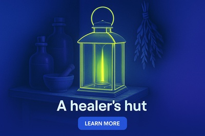 Neon Healer's Hut with Glowing Elements