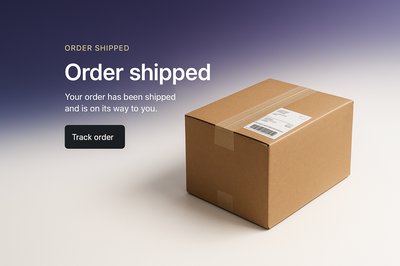 Stylish Order Shipped Notification Design for Web