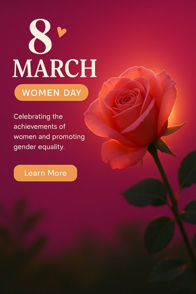 Celebratory Women's Day Graphic Featuring a Rose