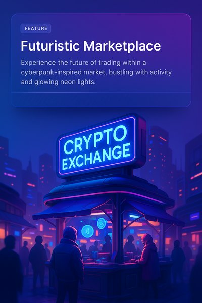 Futuristic Crypto Marketplace with Neon Lights