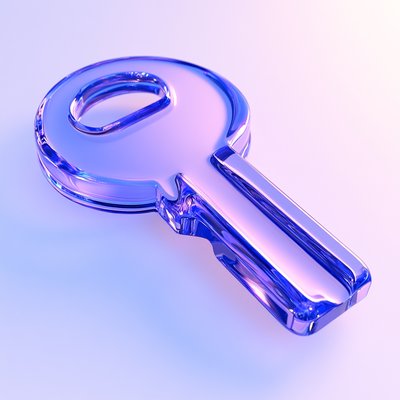 3D Render of a Transparent Key Icon