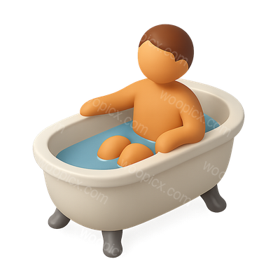 3D Icon of a Person Relaxing in a Bathtub