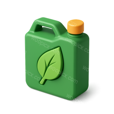 3D Green Bio-Fuel Canister Icon with Leaf Design