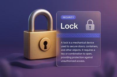 3D Illustration of a Lock with Transparent Design Elements