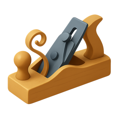 3D Woodworking Plane Icon with Isometric Design