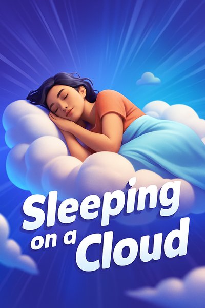 Dreamy Scene of a Woman Sleeping on a Cloud