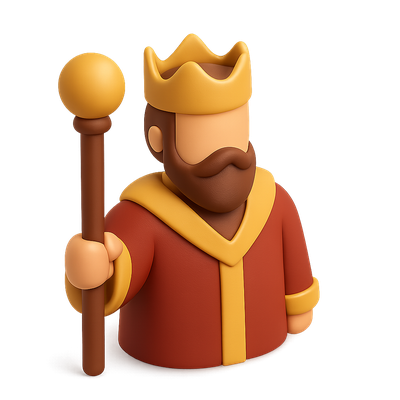 3D Icon of a Lord with Staff in Isometric View