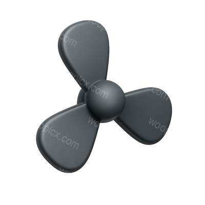 3D Icon of a Three-Blade Propeller with Isometric View