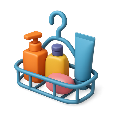 3D Icon of a Stylish Shower Caddy with Toiletries