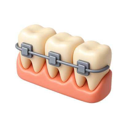 Stylized 3D Braces Icon with Teeth Representation